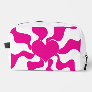 Trousse De Toilette Cœur d'amour en magenta et blanc