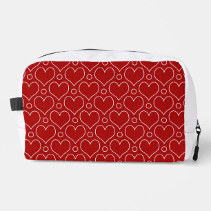 Trousse De Toilette Cœurs d'amour et motif à pois en rouge et blanc
