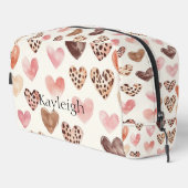 Trousse De Toilette Coeurs Empreintes de léopard Brown roses (Coin droit)
