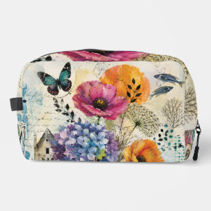 Trousse De Toilette Collage d'art mixte botanique vibrant