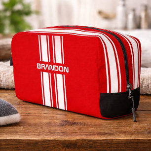 Trousse De Toilette Cool Personnalisé Rouge Et Blanc Auto Course Sport