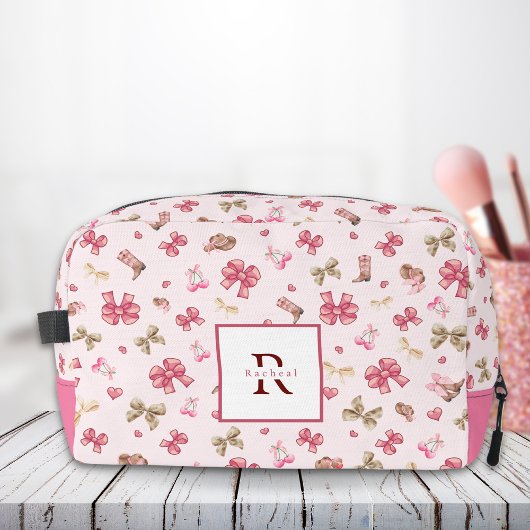 Trousse De Toilette Coquette fille rose Motif Monogramme Nom