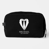 Trousse De Toilette Costume Mariage noir et Cravate Groomsmans personn (Recto)