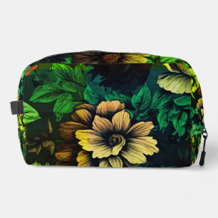 Trousse De Toilette Couleurs uniques imprimé floral vert vintage