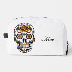 Trousse De Toilette Crâne de sucre de rose jaune personnel 