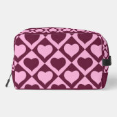 Trousse De Toilette Custom Heart Checkerboard Pattern Bordeaux Pink -  (Verso)