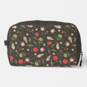 Trousse De Toilette Custom Name Brown Red Pink Floral Pattern (Recto)