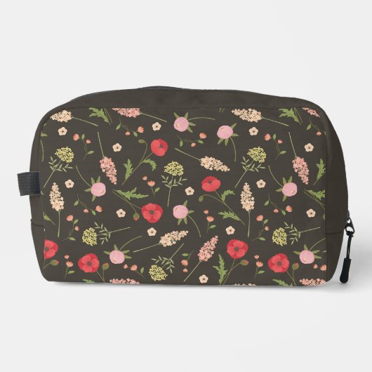 Trousse De Toilette Custom Name Brown Red Pink Floral Pattern (Recto)