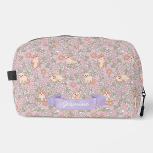 Trousse De Toilette Cute Chat Kitten Purple Floral Motif