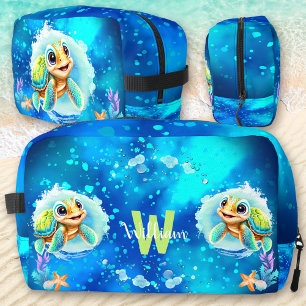 Trousse De Toilette Cute Happy Turtle Boy Ocean Blue Nom