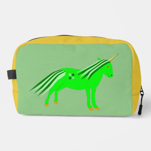 Trousse De Toilette Cute Irish Green et Gold Unicorn (Recto)
