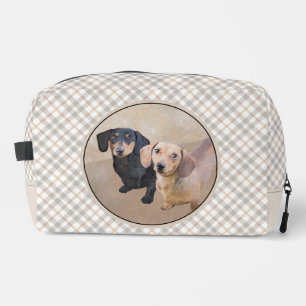 Trousse De Toilette Dachshund Peinture Smooth Black & Tan Red Dog Art