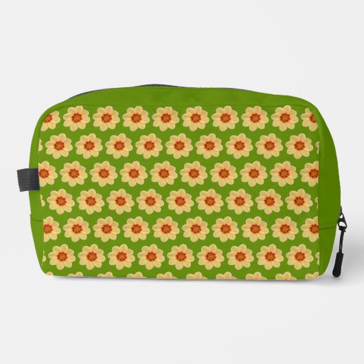 Trousse De Toilette Dahlia jaune motif floral sur vert (Recto)