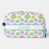 Trousse De Toilette Danois Pastel Bleu Rose Rose Vert Motif Floral (Recto)