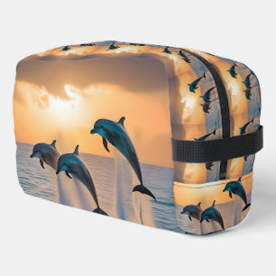 Trousse De Toilette Danse au crépuscule : Trois dauphins sautent