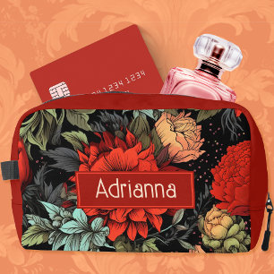 Trousse De Toilette Dark Academia Maximaliste Dahlia Floral Rouge