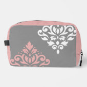 Trousse De Toilette Défiler Damask Art I rose blanc gris (Recto)