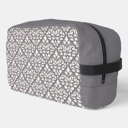 Trousse De Toilette Défiler Damask Pattern Crème sur gris (Coin gauche)