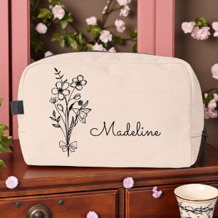 Trousse De Toilette Demoiselle d'honneur Fleur Personnalisée Rose Clai