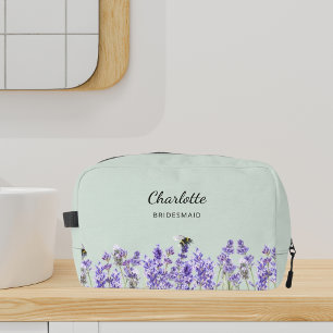 Trousse De Toilette Demoiselle d'honneur fleurs de lavande vert sauge
