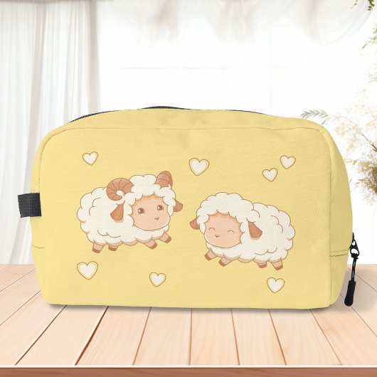 Trousse De Toilette Deux mignonnes Petites Ewe de bélier sur Jaune