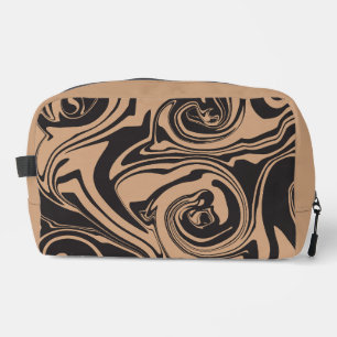 Trousse De Toilette Déversement en marbrure rétro marron et noir