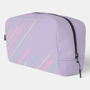 Trousse De Toilette Diagonales - Rose Pastel, Jaune, Violet et Vert