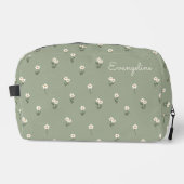 Trousse De Toilette Ditsy Floral Boho Wildflower Sage Green Name (Recto)