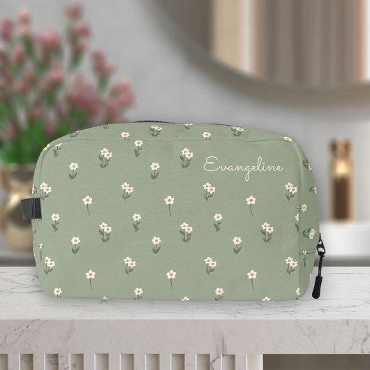 Trousse De Toilette Ditsy Floral Boho Wildflower Sage Green Name