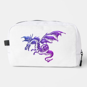 Trousse De Toilette Dragon Violet Volant sur Fond Blanc