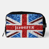 Trousse De Toilette Drapeau rouge blanc bleu étincelles Nom personnali (Verso)