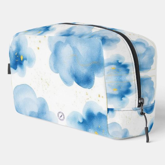 Trousse De Toilette Dusty Blue Clouds Sprinkled Gold Frame (Coin droit)