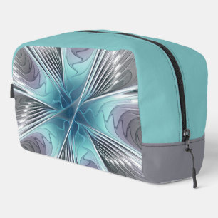 Trousse De Toilette Elégance Moderne Bleu Gris Blanc Fractage Art Flow