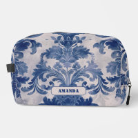 Élégant damassé Bleu toile de jouy monogramme