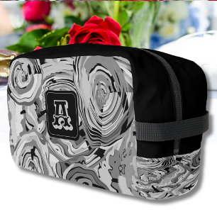 Trousse De Toilette Elégant Design noir gris argenté chic + Monogramme