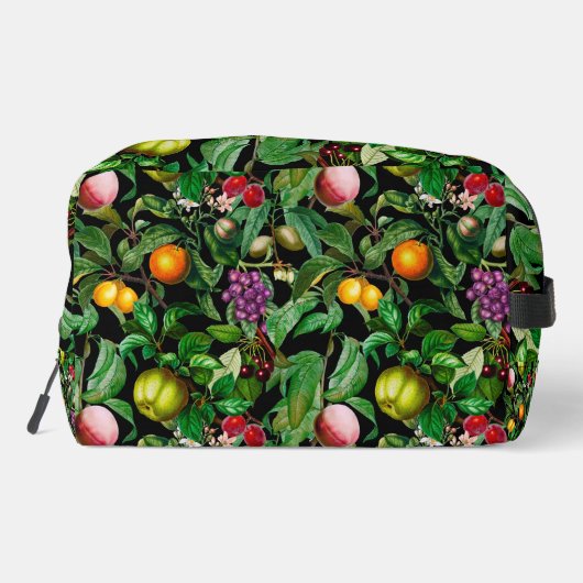 Trousse De Toilette Elégant fruits tropicaux noir motif monogramme (Verso)