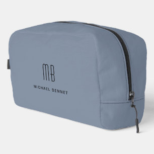 Trousse De Toilette Élégant Monogramme Dusty Blue