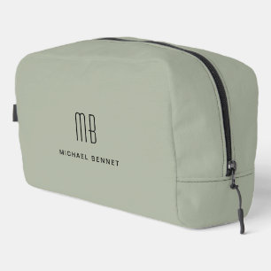 Trousse De Toilette Élégant Monogramme Sage Green