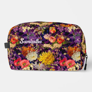 Trousse De Toilette Élégant motif floral jaune violet