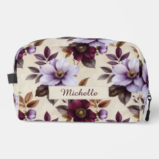 Trousse De Toilette Elegant Vintage Floral Pattern in Purple Burgundy