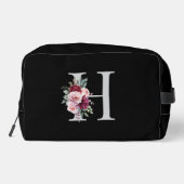 Trousse De Toilette Elégante aquarelle Florale Nom initial Monogramme (Verso)