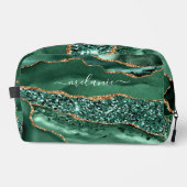 Trousse De Toilette Emerald Green Gold Parties scintillant personnalis (Recto)