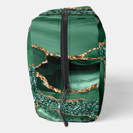 Trousse De Toilette Emerald Green Gold Parties scintillant personnalis (Droite)
