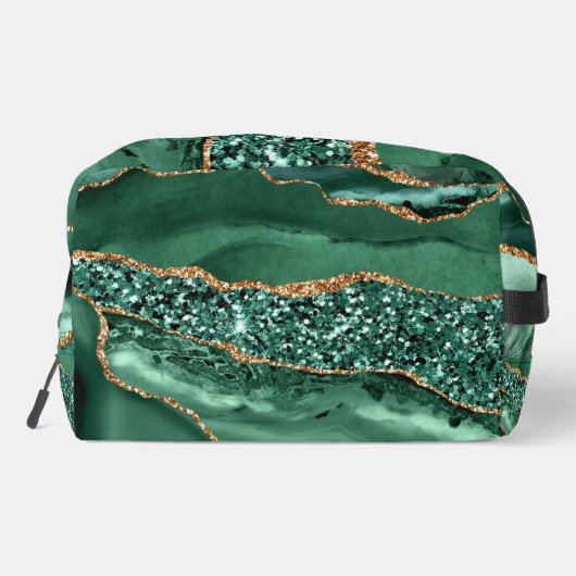 Trousse De Toilette Emerald Green Gold Parties scintillant personnalis (Verso)