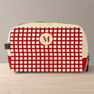 Trousse De Toilette En vichy rouge et beige Classic Monogramme féminin