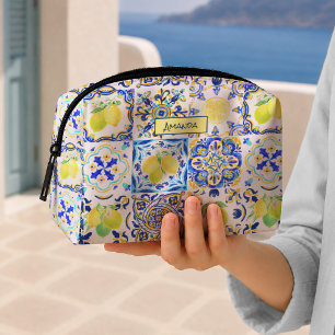 Trousse De Toilette Été Sicilien Bleu Jaune Majolique Citron