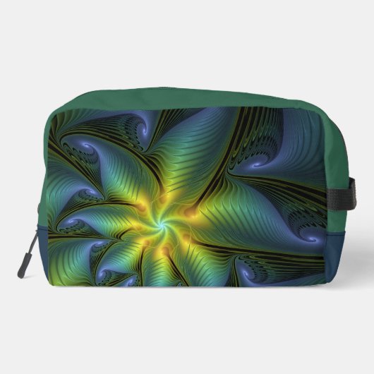 Trousse De Toilette Etoile Abstraite, Bleu brillant Vert Or Fractal Ar (Verso)