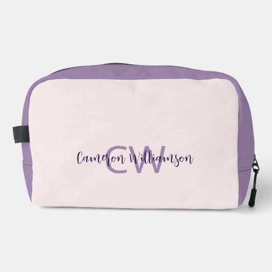 Trousse De Toilette Feminine Script Nom & Initiales Solid Blush Violet (Recto)