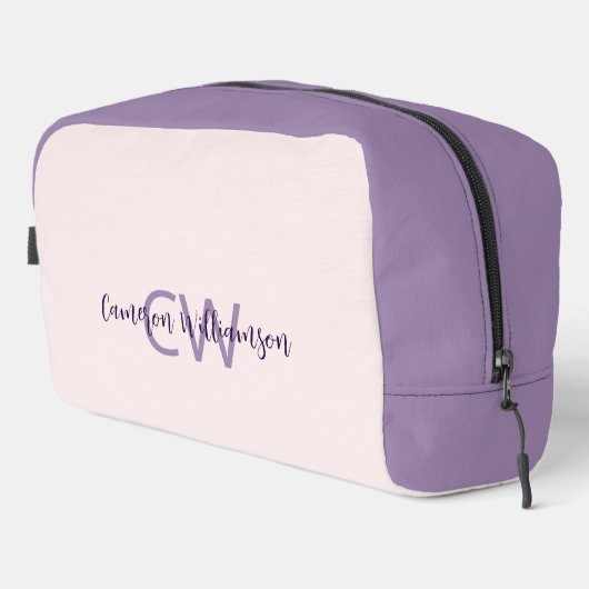 Trousse De Toilette Feminine Script Nom & Initiales Solid Blush Violet (Coin droit)