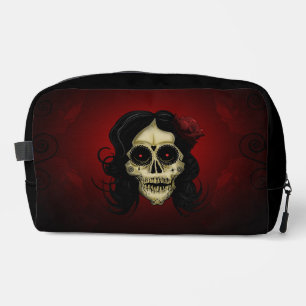 Trousse De Toilette Femme Crâne de Sucre Gothique Rose Rouge Jour des 